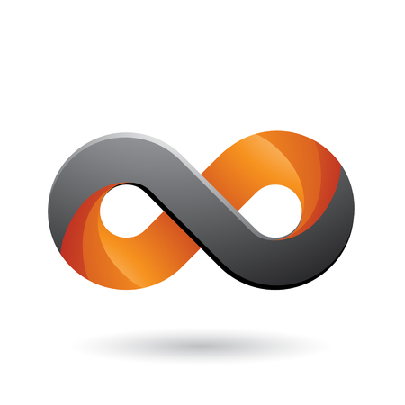 Vector Illustration of Infinity Symbol with Orange and Grey Color Tints isolated on a White Backgroundのイラスト素材