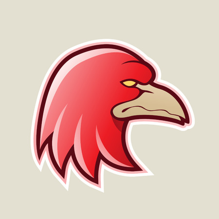 Vector Illustration of Red Eagle Head Cartoon Icon isolated on a White Backgroundのイラスト素材