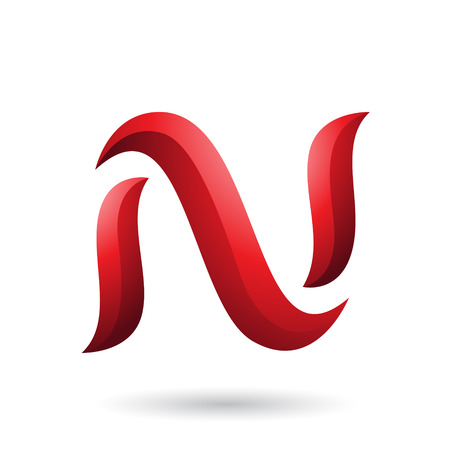 Vector Illustration of Red Snake Shaped Letter N isolated on a White Backgroundのイラスト素材