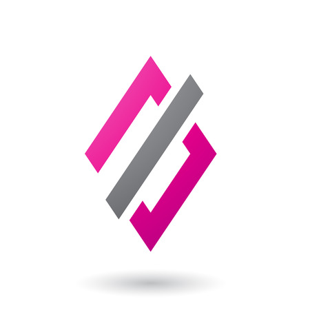 Vector Illustration of Magenta Abstract Diamond and Rectangle Shape isolated on a White Backgroundのイラスト素材