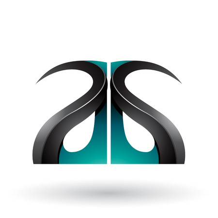 Vector Illustration of Green and Black Glossy Curvy Embossed Letters A and G isolated on a White Backgroundのイラスト素材