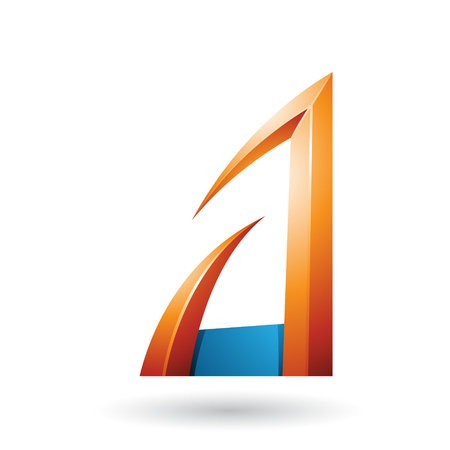 Vector Illustration of Orange and Blue Arrow Shaped Letter A isolated on a White Backgroundのイラスト素材