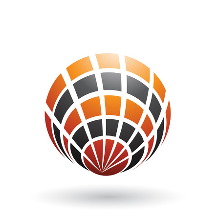 Vector Illustration of Orange and Black Shell Like Round Icon isolated on a White Backgroundのイラスト素材