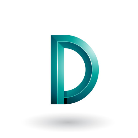 Vector Illustration of Persian Green Glossy and Bold 3d Geometrical Letter D isolated on a White Backgroundのイラスト素材