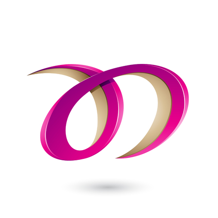 Vector Illustration of Magenta and Beige Curvy Letter A and D isolated on a White Backgroundのイラスト素材