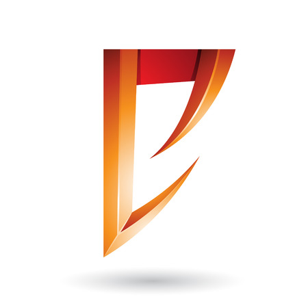 Vector Illustration of Orange and Red Arrow Shaped Letter E isolated on a White Backgroundのイラスト素材