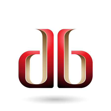 Vector Illustration of Beige and Red Double Sided D and B Letters isolated on a White Backgroundのイラスト素材