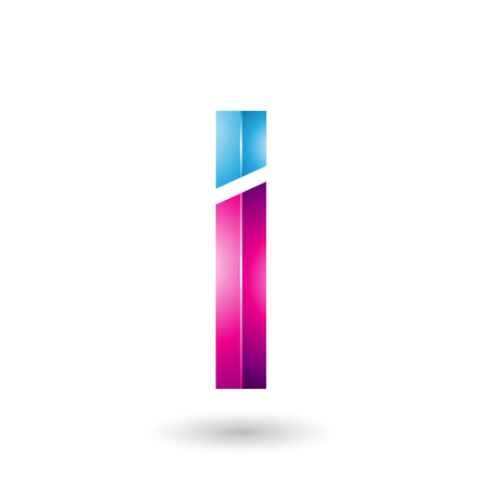 Vector Illustration of Blue and Magenta Rectangular Glossy Letter Iのイラスト素材