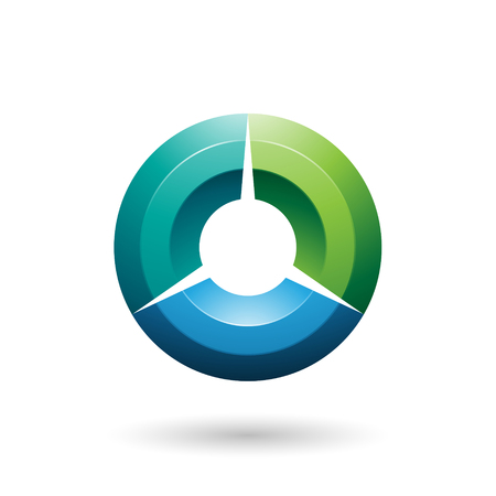 Vector Illustration of Green and Blue Glossy Shaded Circle isolated on a white backgroundのイラスト素材