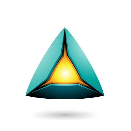 Vector Illustration of Persian Green Pyramid with a Glowing Core isolated on a white backgroundのイラスト素材