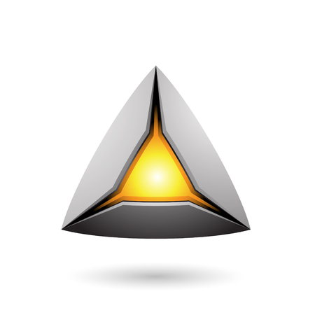 Vector Illustration of Grey Pyramid with a Glowing Core isolated on a white backgroundのイラスト素材
