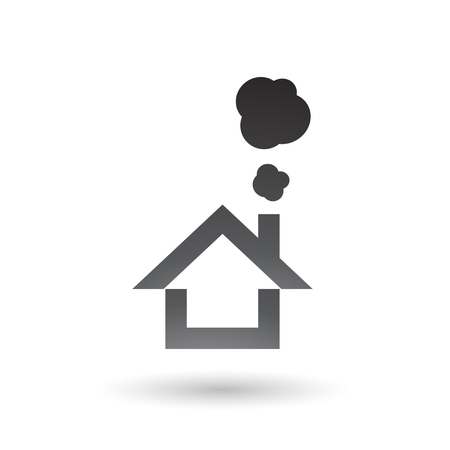 Vector Illustration of Black House and Smoke Icon isolated on a white backgroundのイラスト素材