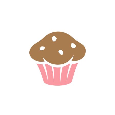 Illustration of Brown and Pink Muffin Icon isolated on a White Backgroundの写真素材