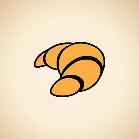 Illustration of Croissant Icon isolated on a Beige Backgroundの写真素材