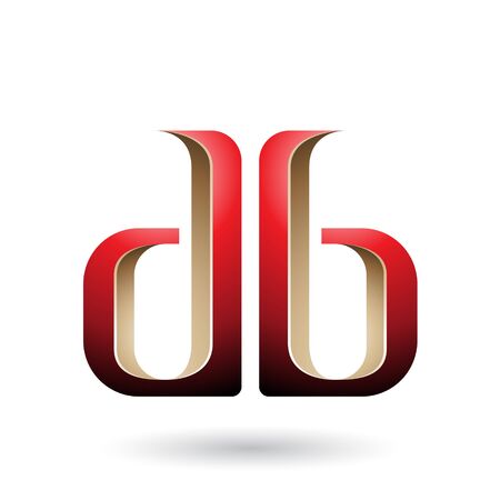 Illustration of Beige and Red Double Sided D and B Letters isolated on a White Backgroundの写真素材