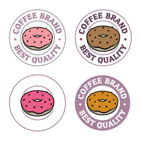 Round Doughnut or Donut Icon with Text isolated on a White Backgroundのイラスト素材