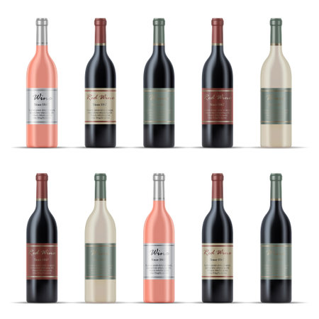 Illustration of Wine Bottles isolated on a White Backgroundのイラスト素材