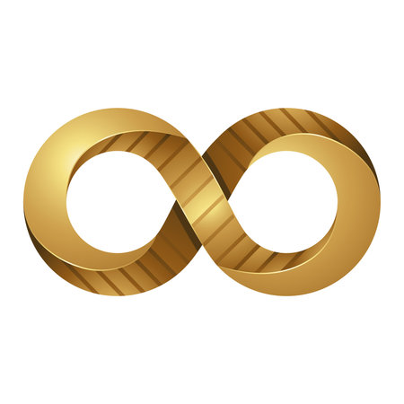 Golden 3d Embossed Infinity Symbol on a White Backgroundのイラスト素材