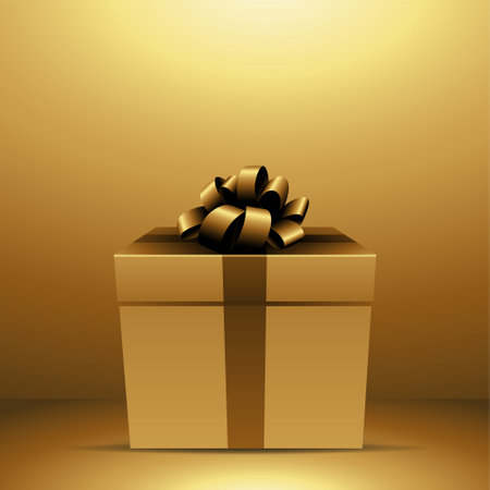 Golden Gift Box on a Golden Backgroundのイラスト素材