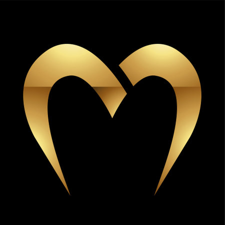 Golden Letter M Symbol on a Black Background - Icon 9のイラスト素材