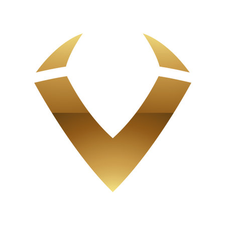 Golden Letter V Symbol on a White Background - Icon 8のイラスト素材