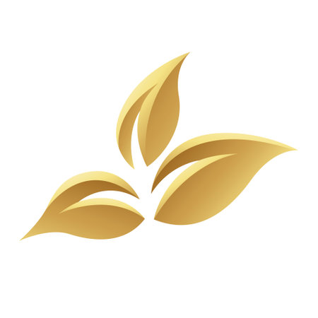 Golden Glossy Leaves on a White Background - Icon 1の写真素材
