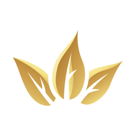 Golden Glossy Tobacco Leaves on a White Backgroundの写真素材