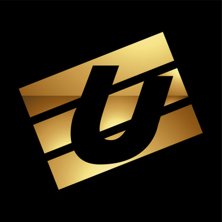 Golden Letter U Symbol on a Black Background - Icon 5の写真素材