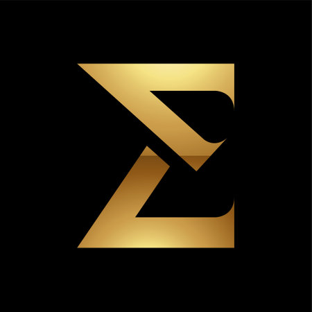 Golden Letter E Symbol on a Black Background - Icon 8の写真素材