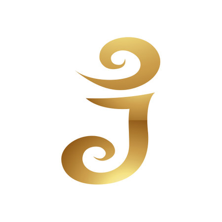 Golden Letter J Symbol on a White Background - Icon 7の写真素材