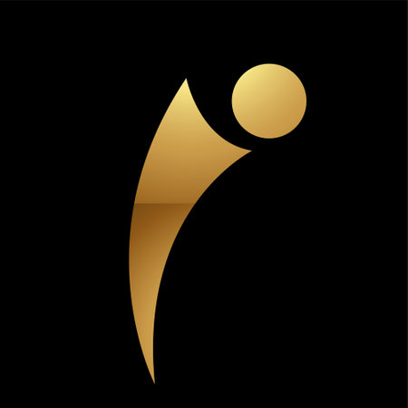 Golden Letter I Symbol on a Black Background - Icon 9の写真素材