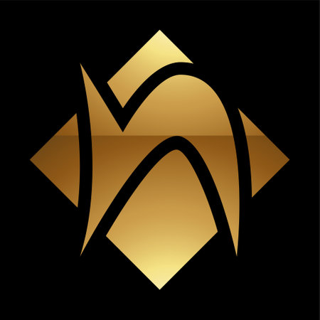 Golden Letter N Symbol on a Black Background - Icon 4の写真素材