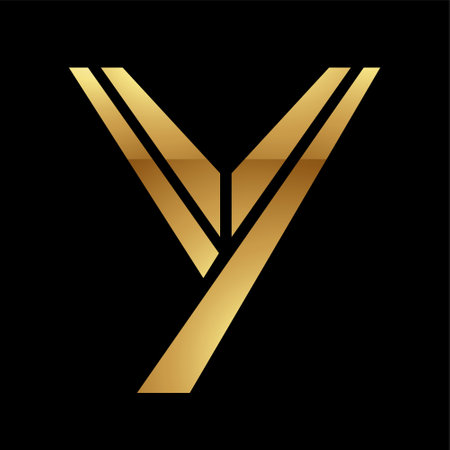 Golden Letter Y Symbol on a Black Background - Icon 4の写真素材