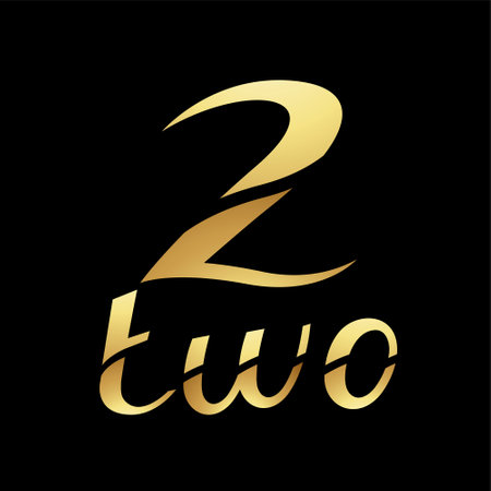 Golden Symbol for Number 2 on a Black Background - Icon 7の写真素材