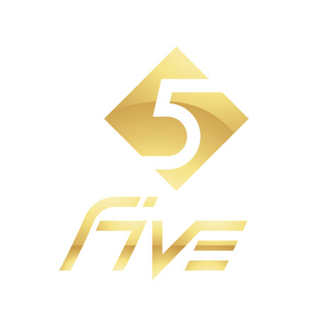 Golden Symbol for Number 5 on a White Background - Icon 7の写真素材