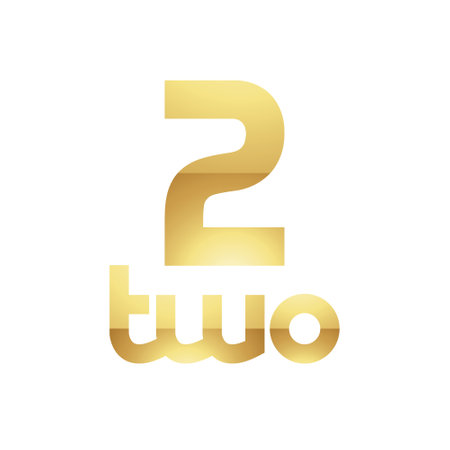 Golden Symbol for Number 2 on a White Background - Icon 3の写真素材