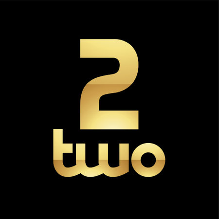 Golden Symbol for Number 2 on a Black Background - Icon 3の写真素材