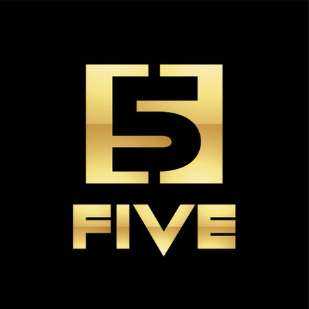Golden Symbol for Number 5 on a Black Background - Icon 1の写真素材