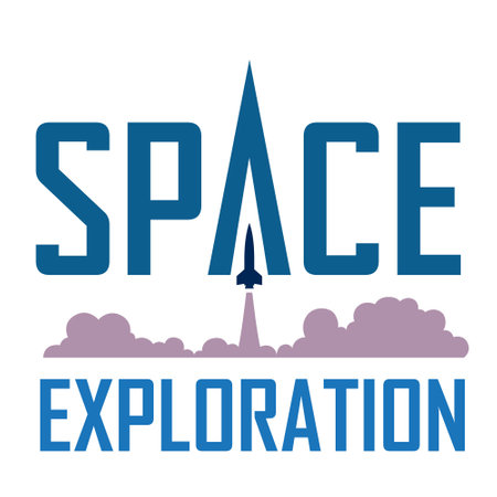 Illustration of Space Exploration Logo with Blue Textの写真素材