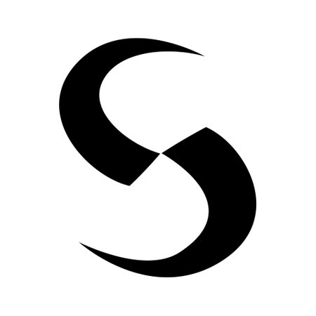 Black Blade Shaped Letter S Icon on a White Backgroundのイラスト素材