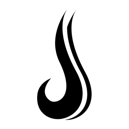 Black Hook Shaped Letter J Icon on a White Backgroundのイラスト素材