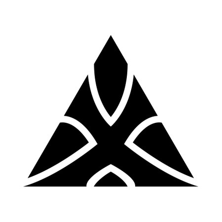 Black Triangle Shaped Letter X Icon on a White Backgroundのイラスト素材