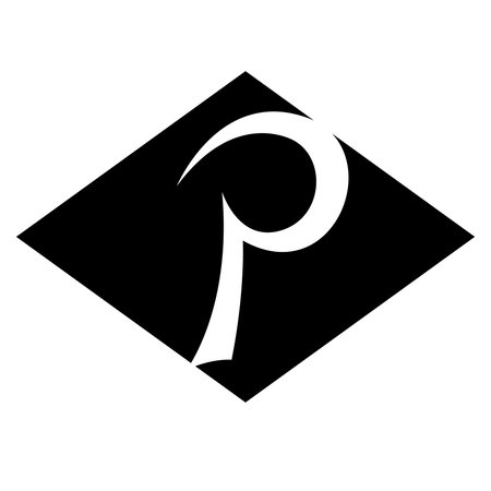 Black Horizontal Diamond Letter P Icon on a White Backgroundのイラスト素材