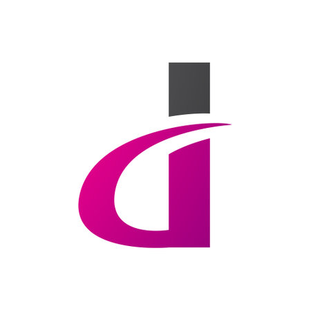 Black and Magenta Curvy Pointed Letter D Icon on a White Backgroundのイラスト素材