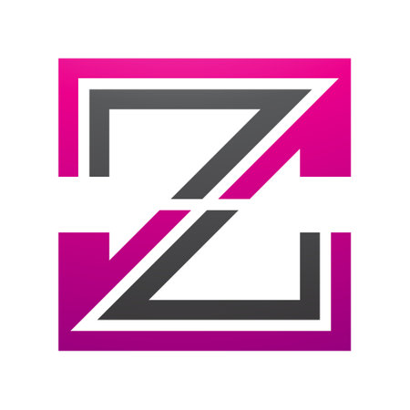 Magenta and Black Striped Shaped Letter Z Icon on a White Backgroundのイラスト素材