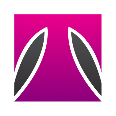 Magenta and Black Square Shaped Letter T Icon on a White Backgroundのイラスト素材