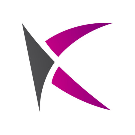 Magenta and Black Spiky Letter K Icon on a White Backgroundのイラスト素材