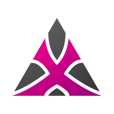 Magenta and Black Triangle Shaped Letter X Icon on a White Backgroundのイラスト素材