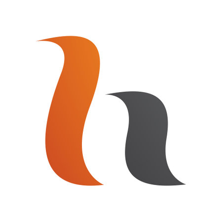 Orange and Black Calligraphic Letter H Icon on a White Backgroundのイラスト素材