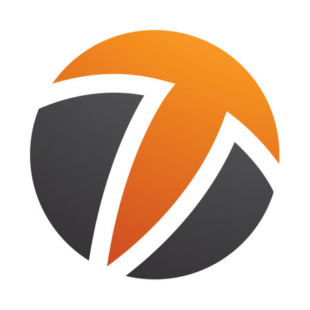 Orange and Black Circle Shaped Letter T Icon on a White Backgroundのイラスト素材